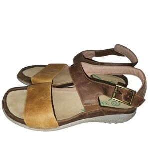 NAOT Haki Women's‎ Brown Leather Ankle Strap Adjustable Buckle Sandals Size 38